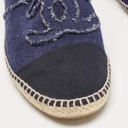 Chanel Blue/Black Denim CC Espadrille Flats Size 42