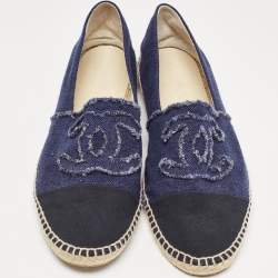 Chanel Blue/Black Denim CC Espadrille Flats Size 42