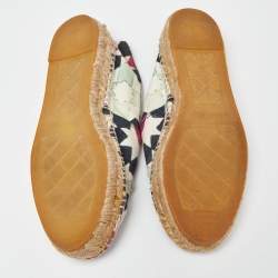 Pre Owned Chanel Multicolor Printed Canvas CC Espadrille Flats Size 35