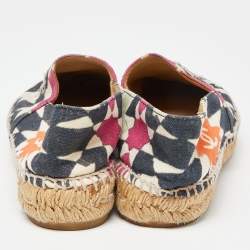 Pre Owned Chanel Multicolor Printed Canvas CC Espadrille Flats Size 35