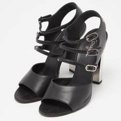 Chanel Black Leather Strappy Buckle Sandals Size 39