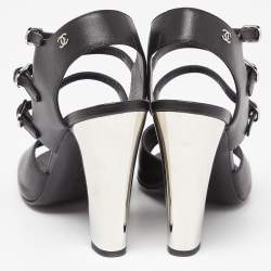 Chanel Black Leather Strappy Buckle Sandals Size 39
