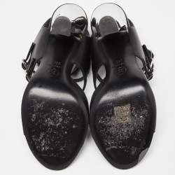 Chanel Black Leather Strappy Buckle Sandals Size 39