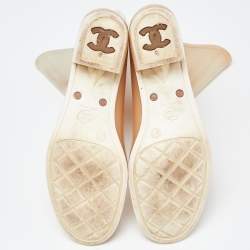 Chanel Cream Glitter Rubber CC Camellia Rain Boots Size 41