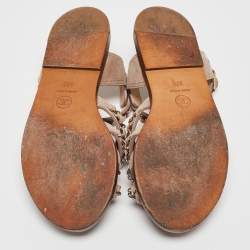 Chanel Beige Suede Chain Detail Flat Sandals Size 37
