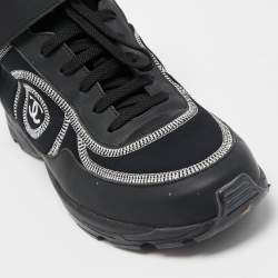 Pre Owned Chanel Black Leather and Neoprene CC High Top Sneakers Size 38