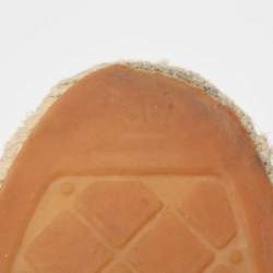 Pre Owned Chanel Beige/Black Leather CC Espadrille Flats Size 38