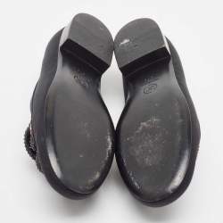 Chanel Black Fabric CC Crystal Embellished Loafers Size 37