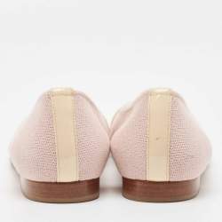 Pre Owned Chanel Pink/Beige Canvas and Patent Cap Toe CC Ballet Flats Size 37.5