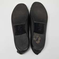 Chanel Black Leather and Patent CC Cap Toe Bow Ballet Flats Size 40.5