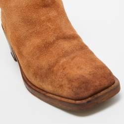 Chanel Brown Leather and  Suede Ankle Boots Size 37