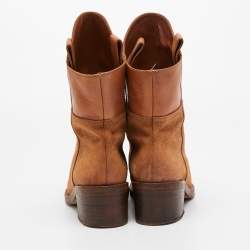 Chanel Brown Leather and  Suede Ankle Boots Size 37