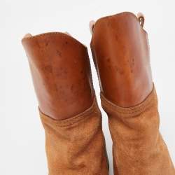 Chanel Brown Leather and  Suede Ankle Boots Size 37