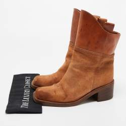 Chanel Brown Leather and  Suede Ankle Boots Size 37