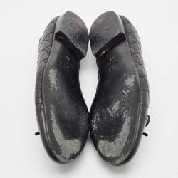 Pre Owned Chanel Black Leather CC Ballet Flats Size 39