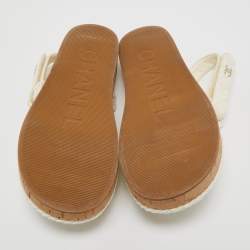 Chanel White Leather and Rope Slingback Espadrille Sandals Size 41