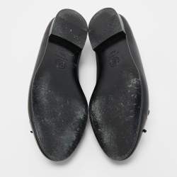Pre Owned Chanel Black Leather and Patent CC Cap Tow Bow Ballet Flats Size 36