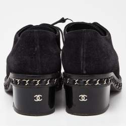 Chanel Black Suede Chain Detail Derby Size 37