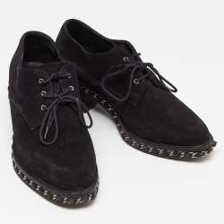 Chanel Black Suede Chain Detail Derby Size 37