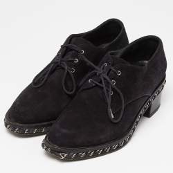 Chanel Black Suede Chain Detail Derby Size 37