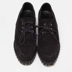 Chanel Black Suede Chain Detail Derby Size 37