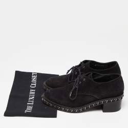 Chanel Black Suede Chain Detail Derby Size 37