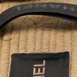 Chanel Black Leather And Canvas CC Velcro Espadrille Flat Sandals Size 37