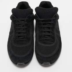 Chanel Black Suede and Shimmer Fabric CC Low Top Sneakers Size 41