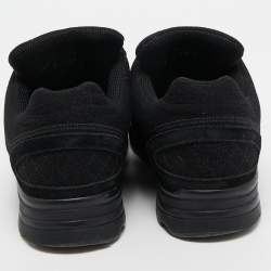 Chanel Black Suede and Shimmer Fabric CC Low Top Sneakers Size 41