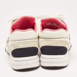 Pre Owned Chanel White/Black Suede and Leather CC Low Top Sneakers Size 36