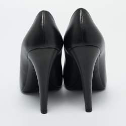 Pre Owned Chanel Black Leather CC Pearl Embellished Heel Pumps Size 39