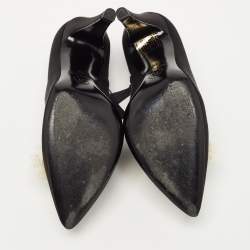 Chanel Black Satin CC Bow Pointed Toe Booties Size 36