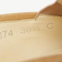 Chanel Beige Patent Leather CC Espadrille Loafers Size 36.5