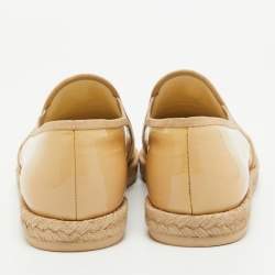 Chanel Beige Patent Leather CC Espadrille Loafers Size 36.5