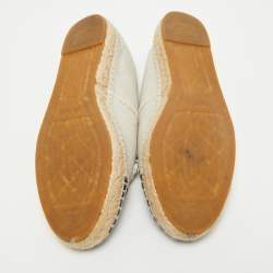 Chanel Beige/Black Canvas CC Espadrille Flats Size 41