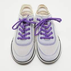 Chanel Purple/White Mesh Interlocking CC Logo Sneakers Size 40.5