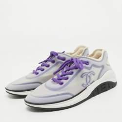 Chanel Purple/White Mesh Interlocking CC Logo Sneakers Size 40.5