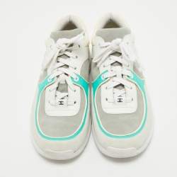 Chanel Multicolor Fabric and Suede CC Low Top Sneakers Size 40.5