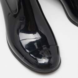 Pre Owned Chanel Black Rubber CC Camellia Rain Boots Size 38