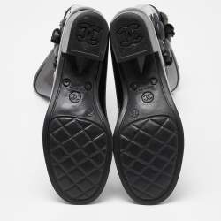 Pre Owned Chanel Black Rubber CC Camellia Rain Boots Size 38