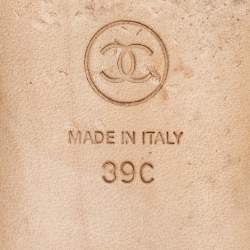 Chanel Gold Suede CC Camellia Leaf Detail Thong Flat Sandals Size 39