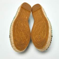 Pre Owned Chanel Green/Black Canvas CC Cap Toe Espadrilles Size 37