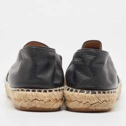 Pre Owned Chanel Black Leather CC Espadrille Flats Size 40