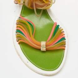 Chanel Multicolor Rubber CC Ankle Tie Sandals Size 36