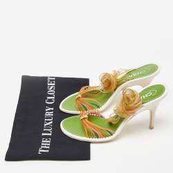 Chanel Multicolor Rubber CC Ankle Tie Sandals Size 36