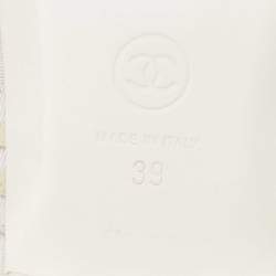 Chanel White Canvas Interlocking CC Thong Sandals Size 39 