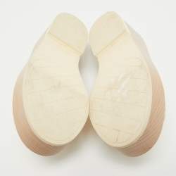 Chanel Cream Quilted Leather Slide Platform Sandals Size 37