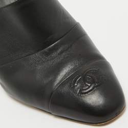 Chanel Black Leather CC Mules Size 41.5 