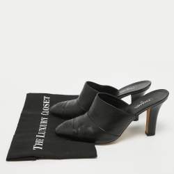 Chanel Black Leather CC Mules Size 41.5 