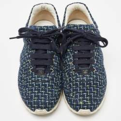 Chanel Multicolor Tweed CC Low Top Sneakers Size 39